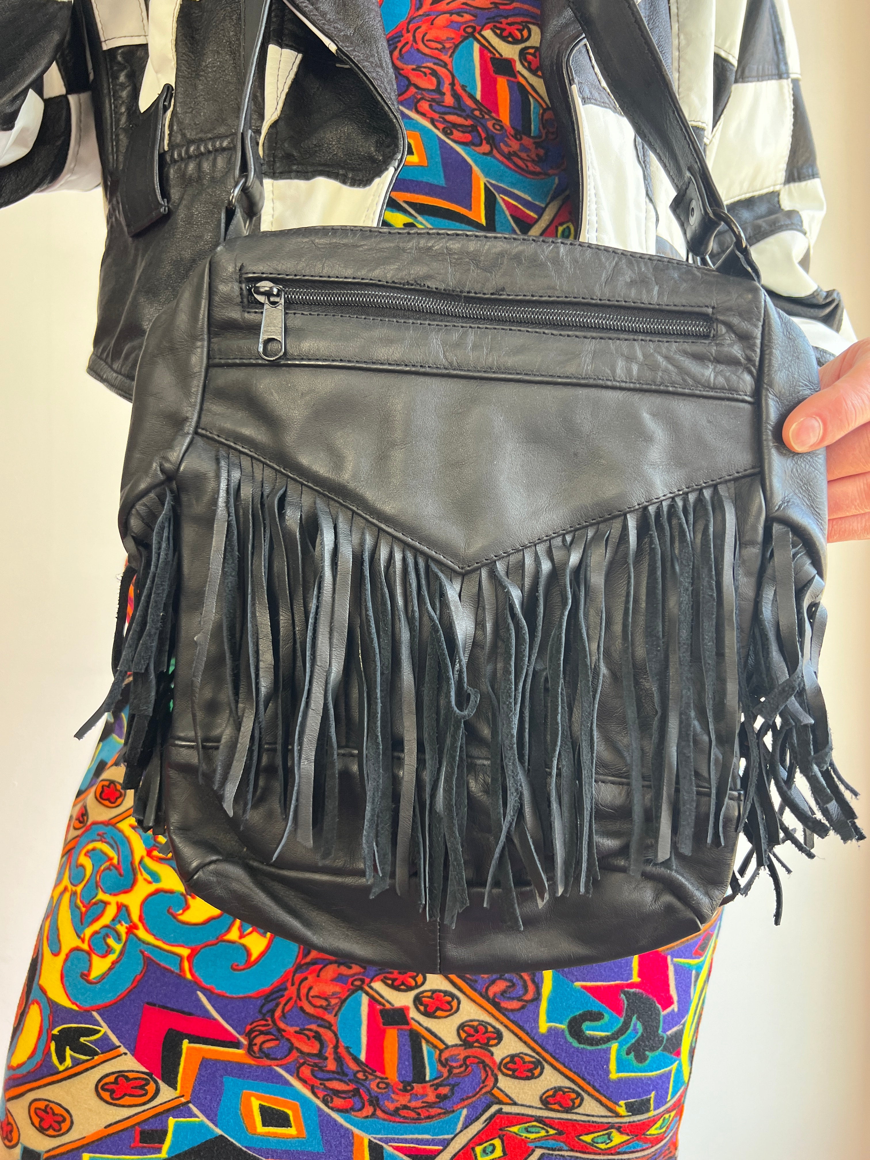 Motorcycle Jacket handbag with Fringe in Black SWING MY WAY FRINGE MOTO – AKIRA main image 2